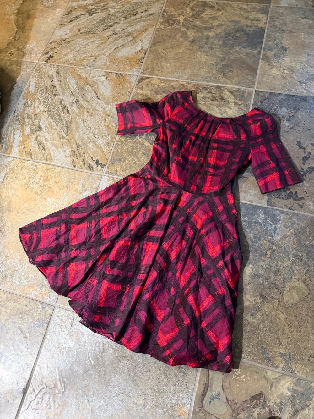 Boden Plaid Fit-and-Flare Dress